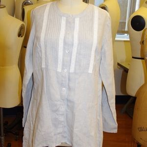 Jones New York Grey Oversized Linen Shirt